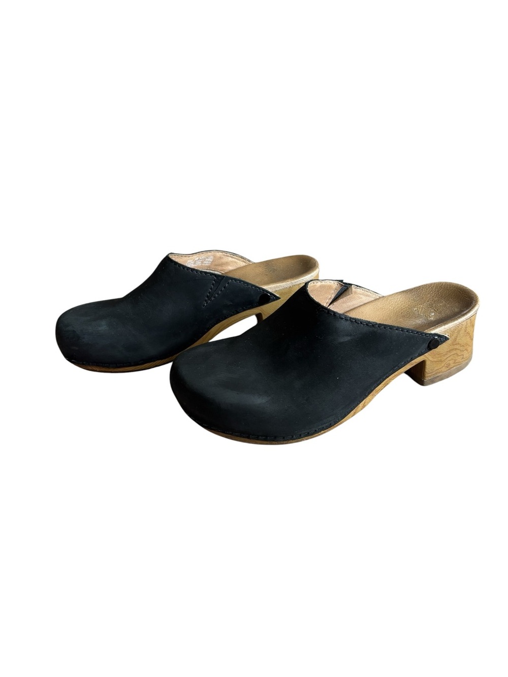 Dansko Black Slip-On Leather Clogs Size 38